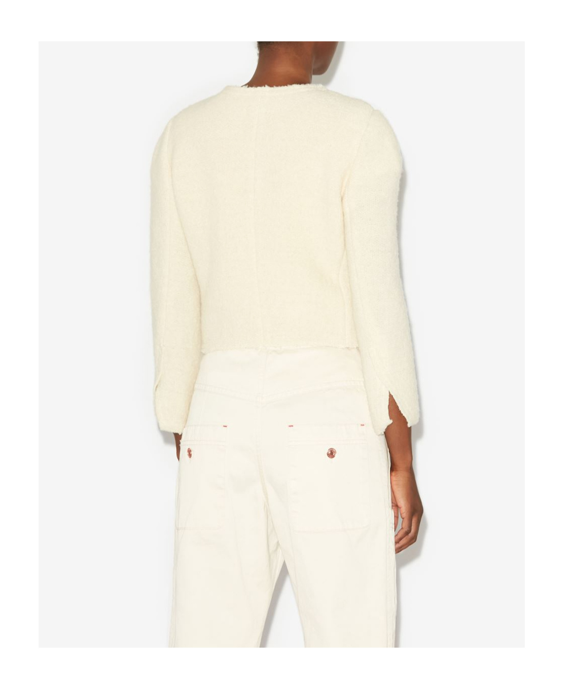Isabel Marant Long-sleeved Round-neck Jacket In White