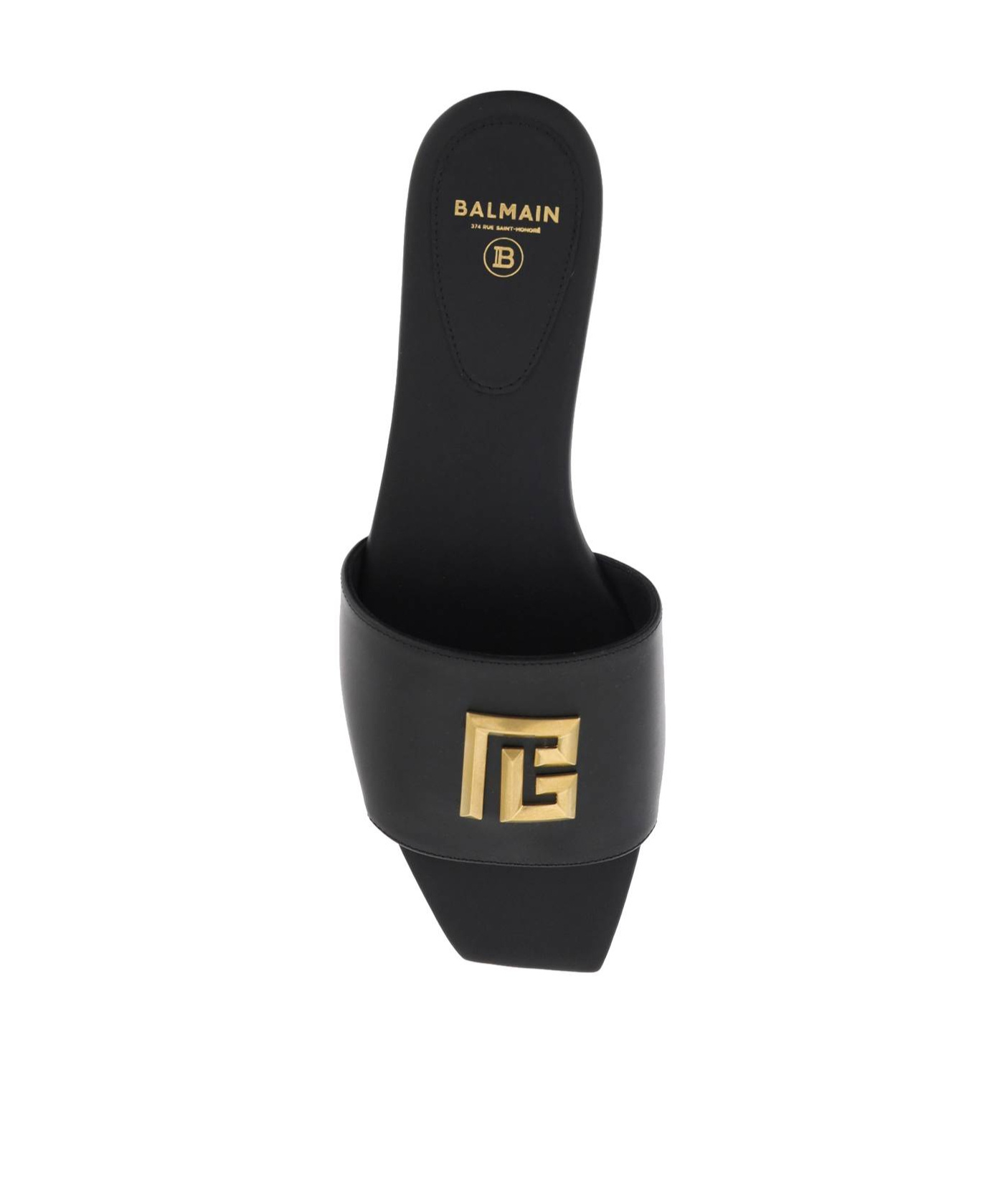 Balmain Dafne Logo-plaque Leather Slides In Black