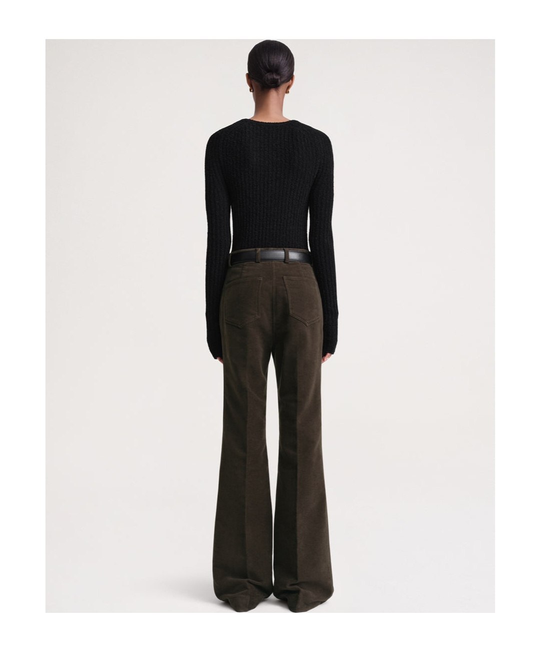 Totême Velour High-waisted Flared Trousers In Black
