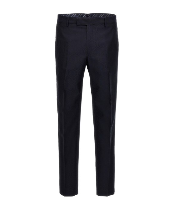 Etro Blue Slim Flat Front Pants In Black