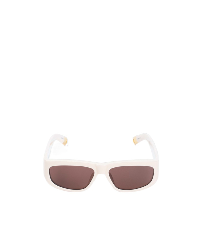 Jacquemus Cream Pilota Sunglasses In Brown