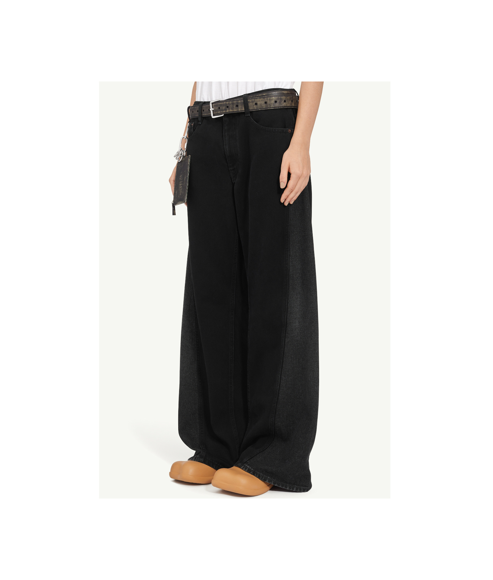Shop Mm6 Maison Margiela Half And Half Denim Trousers In Black