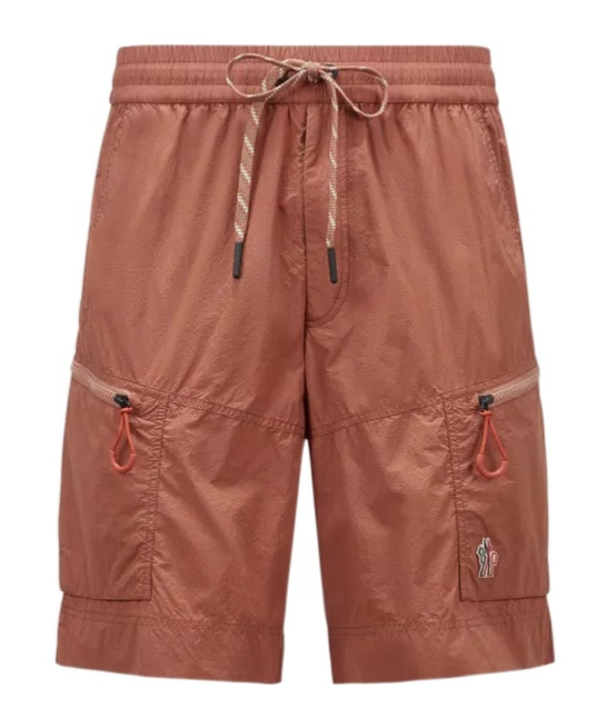 Moncler Logo-patch Shorts In Brown