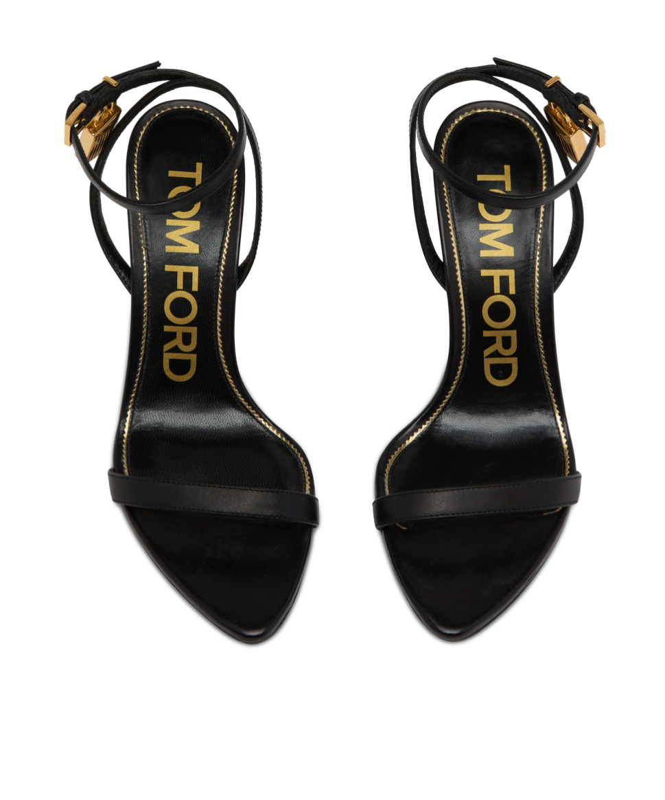 Shop Tom Ford Padlock 85mm Leather Sandals In Black