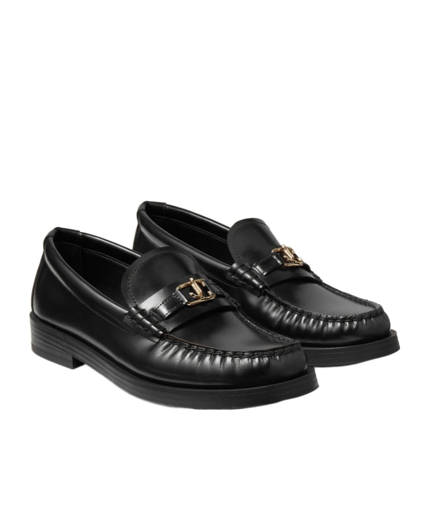 Jimmy Choo Addie Logo-plaque Leather Loafers In Black