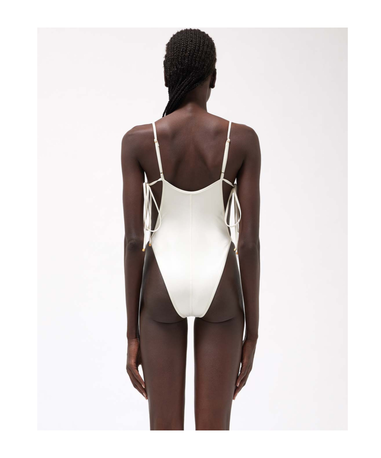 Blumarine Open Tie Side Swimsuit In White