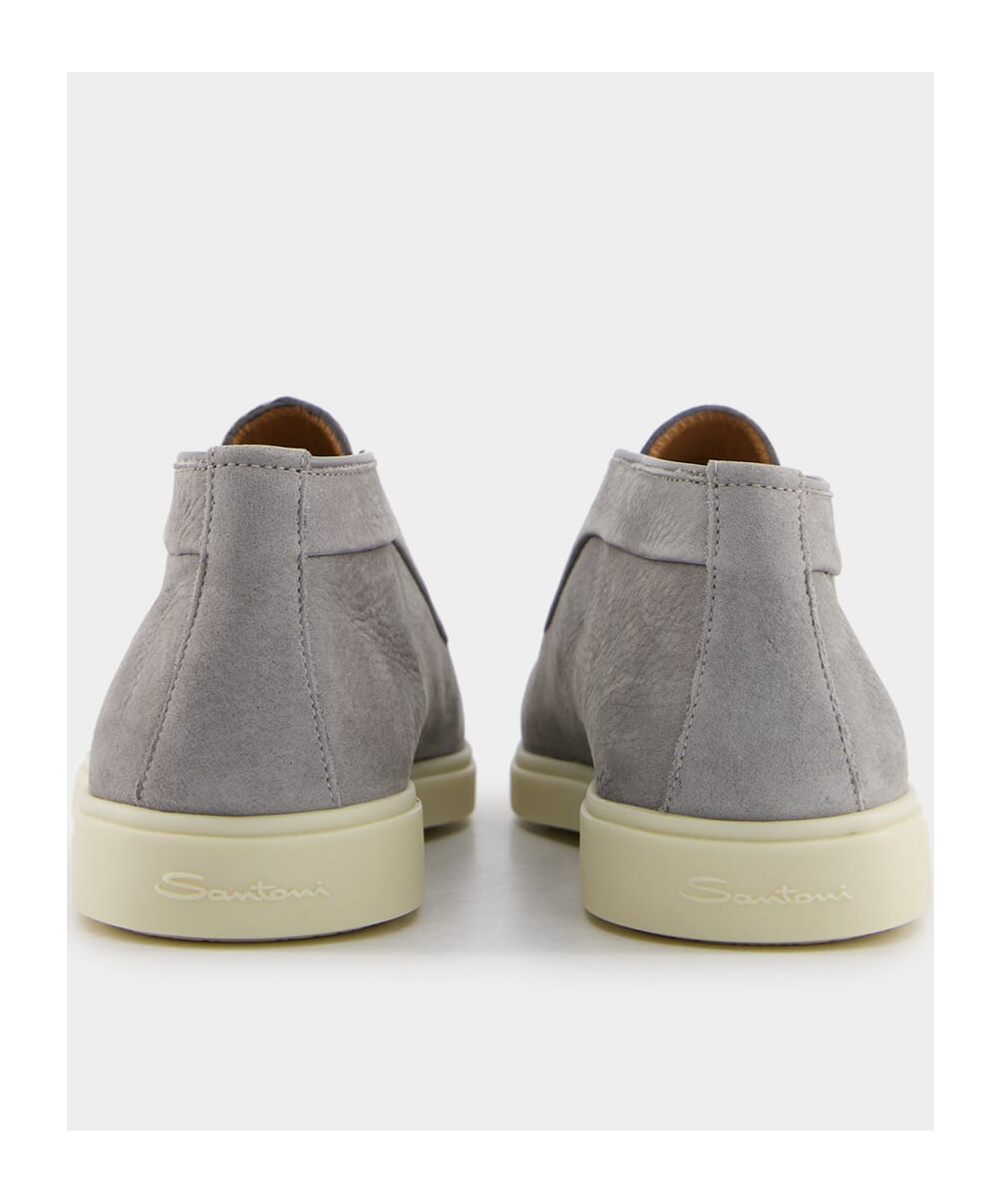 Santoni Tonal-stitching Leather Loafers In Gray