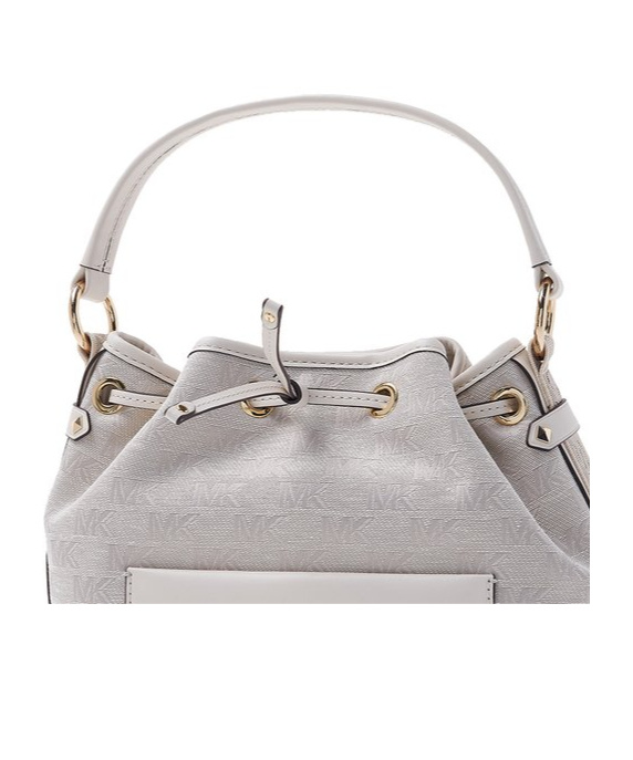 Michael Kors Maeve Monogram-print Bucket Bag In Gray