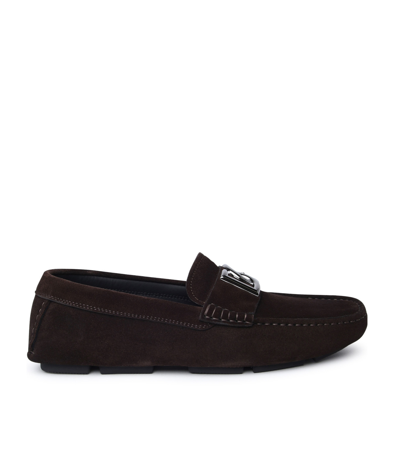 Dolce & Gabbana Logo-plaque Suede Loafers In Black