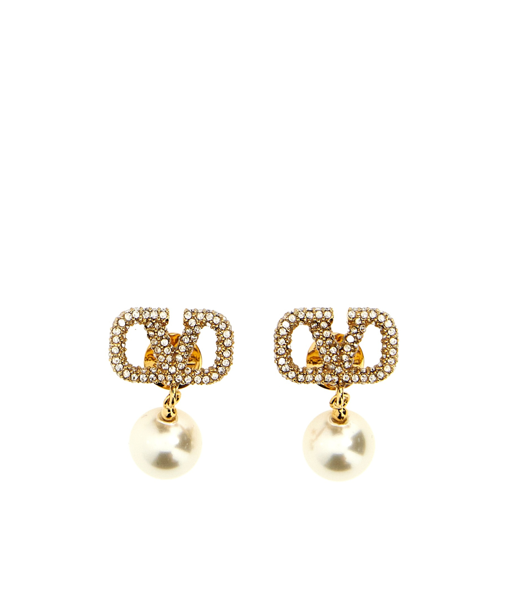 Valentino Vlogo Signature Drop Earrings In White