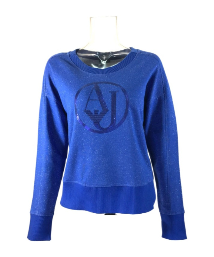 Shop Armani Jeans Round-neck Long-sleeved Sweater In Blue