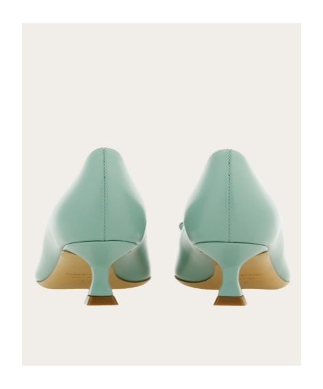 Ferragamo Zelma Pointed Toe Kitten Heel Pumps In Green