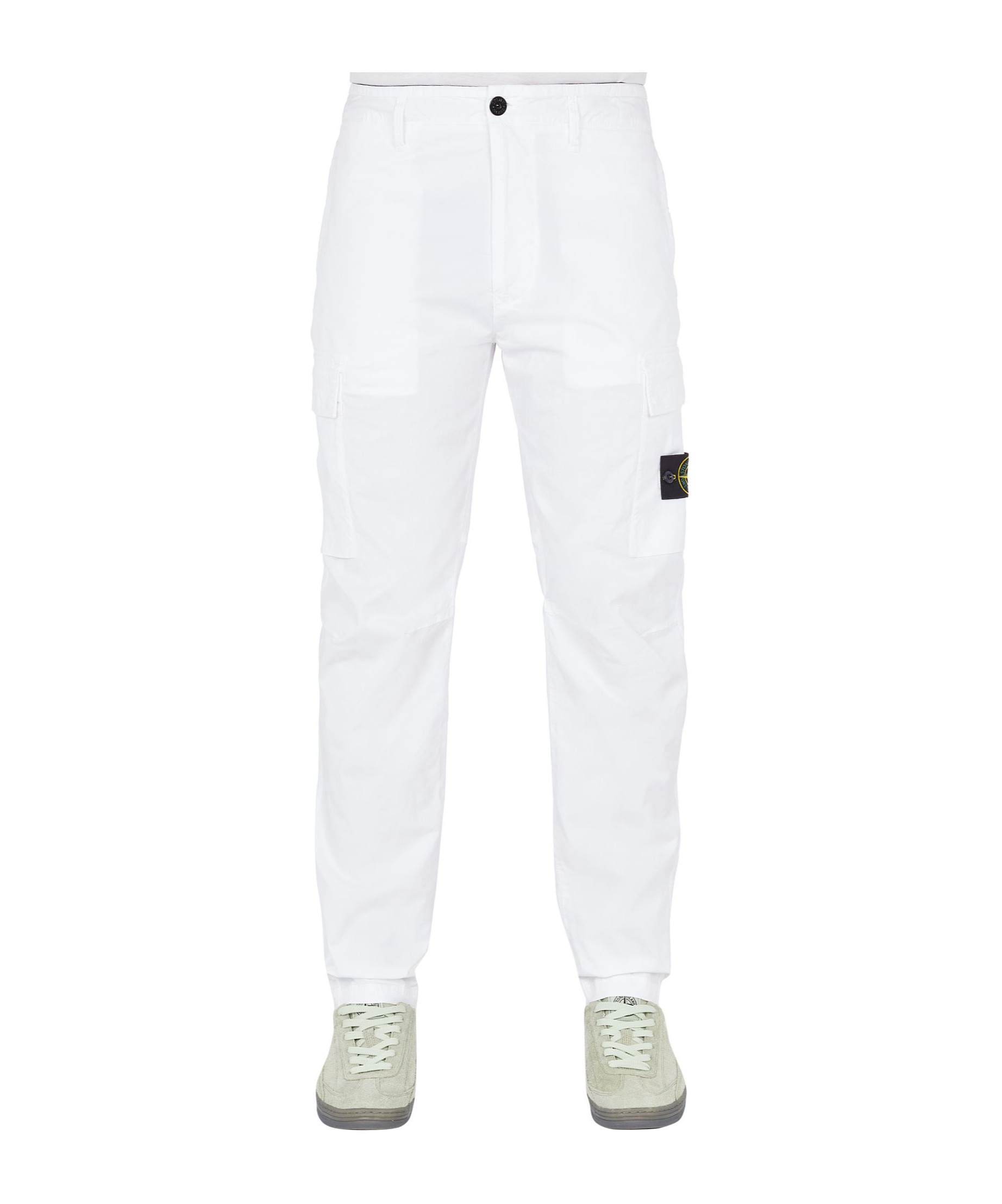 Stone Island Tapered Leg Cargo Trousers In White