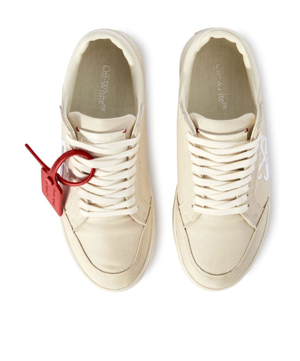 Off-white Vulcanized Contrasting-tag Canvas Sneakers In White