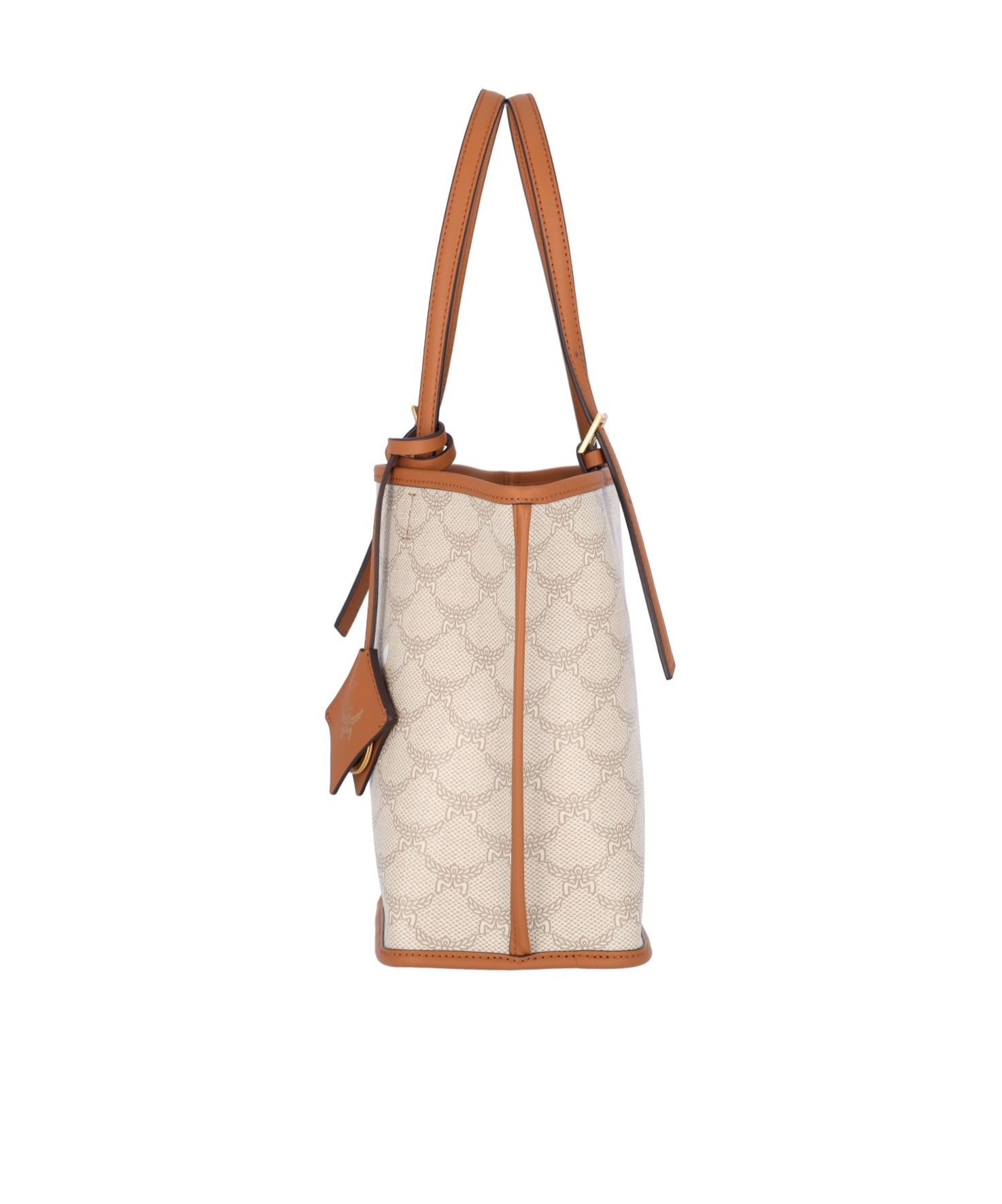 Mcm Mini Himmel Lauretos Monogram Pattern Tote Bag In Nude
