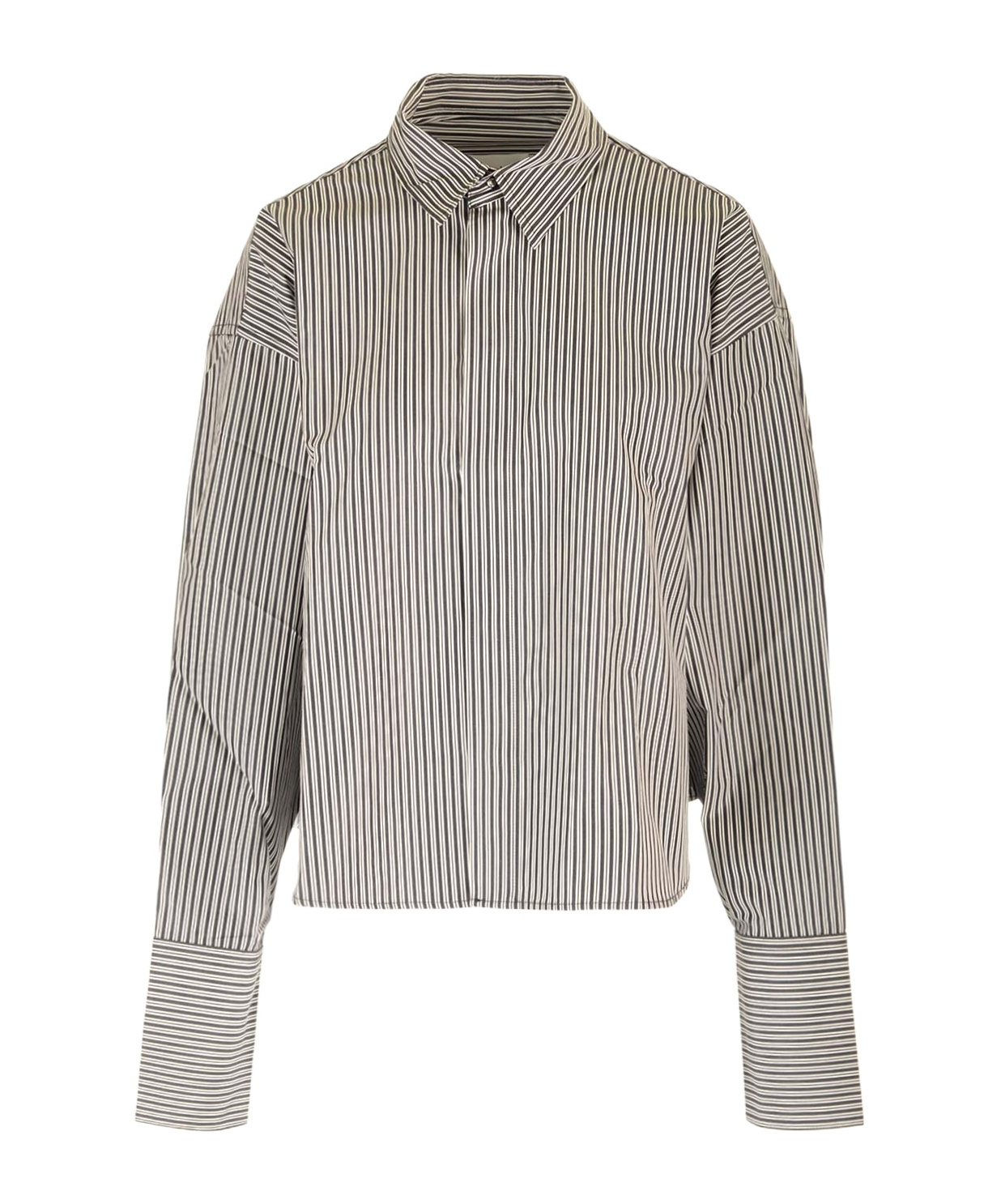 Ami Alexandre Mattiussi Ami Paris Striped Long-sleeved Shirt In Gray