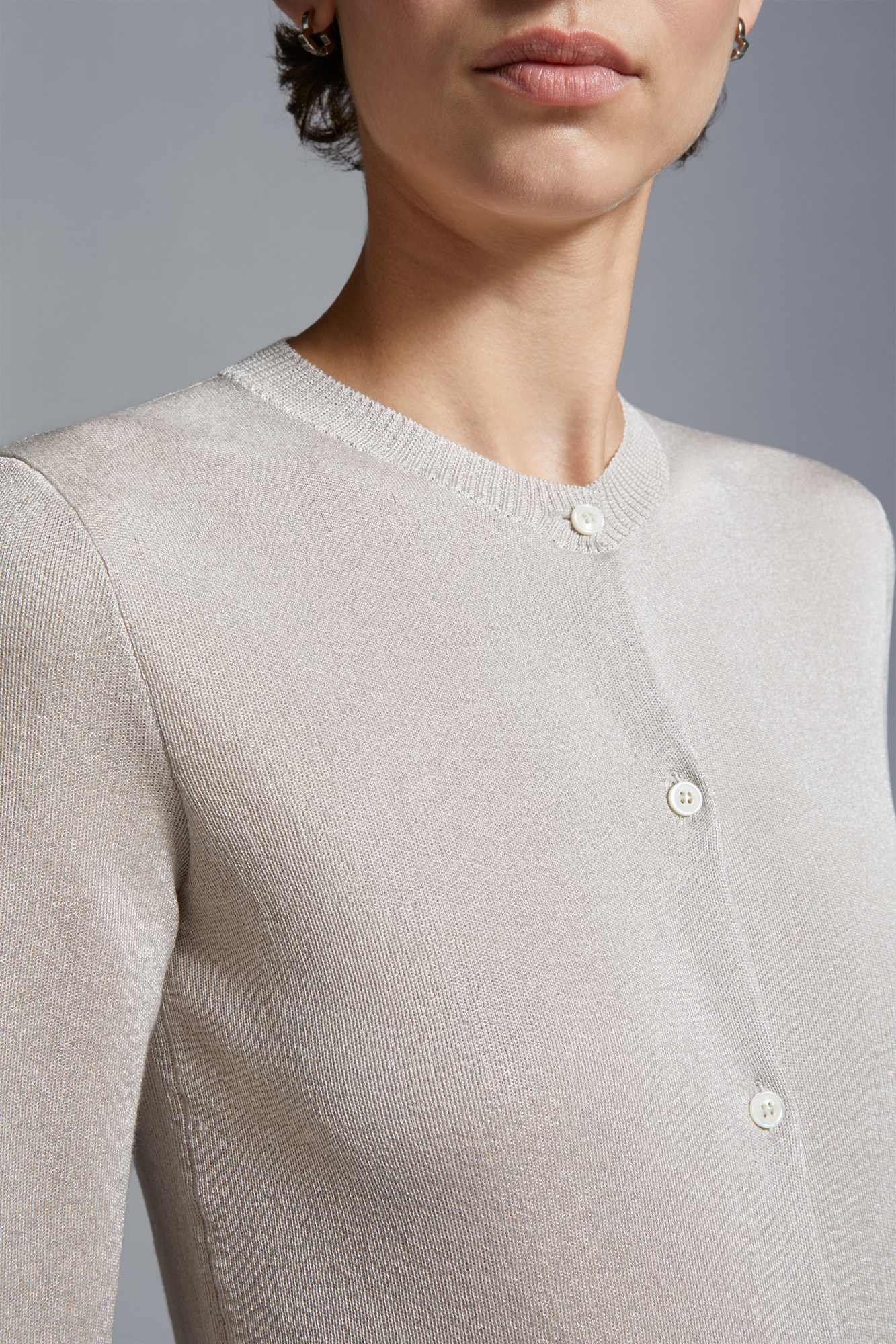 Moncler Logo-patch Metallic Cardigan In White