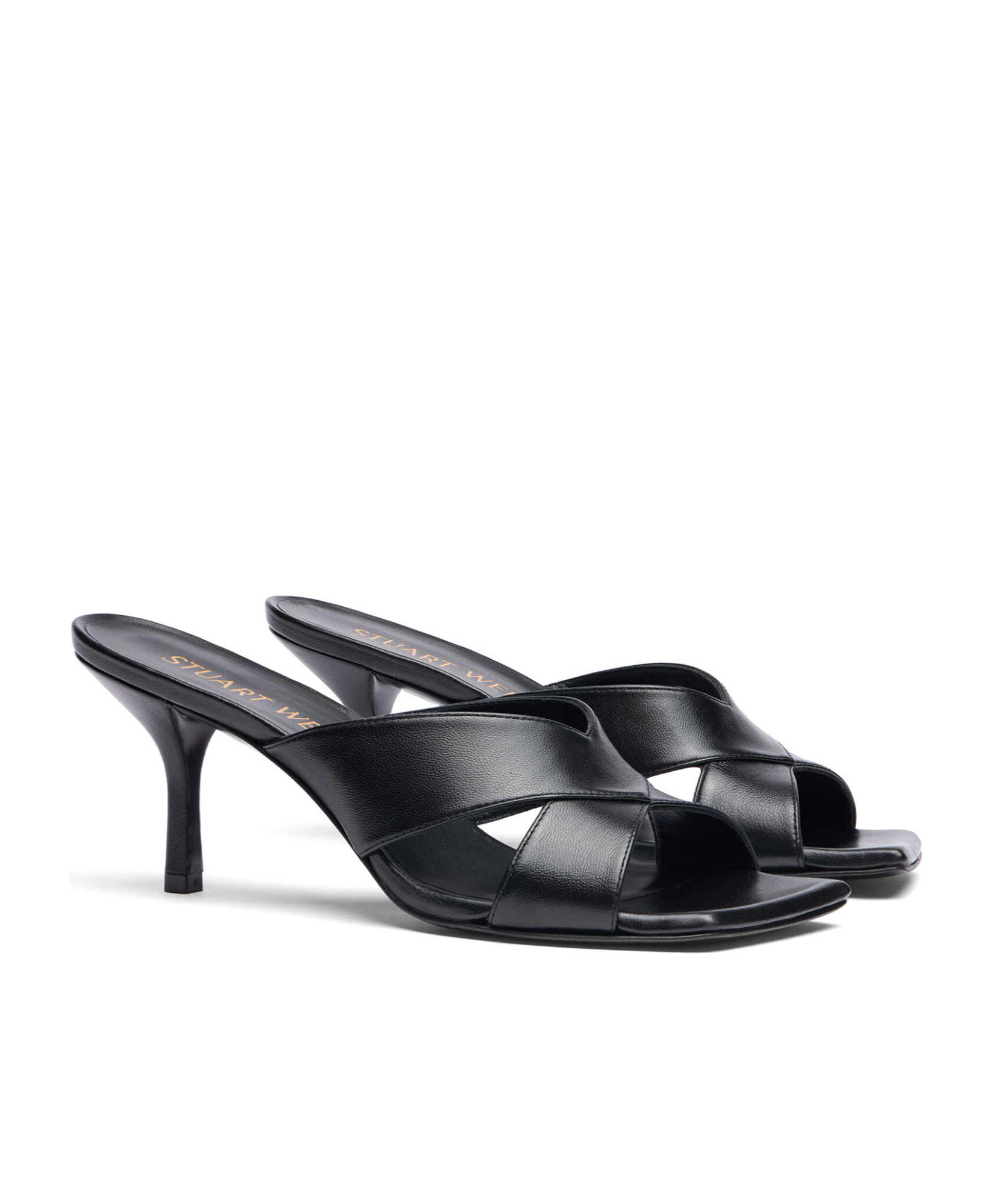 Stuart Weitzman Carmen Cross-belt High-heeled Sandals In Black