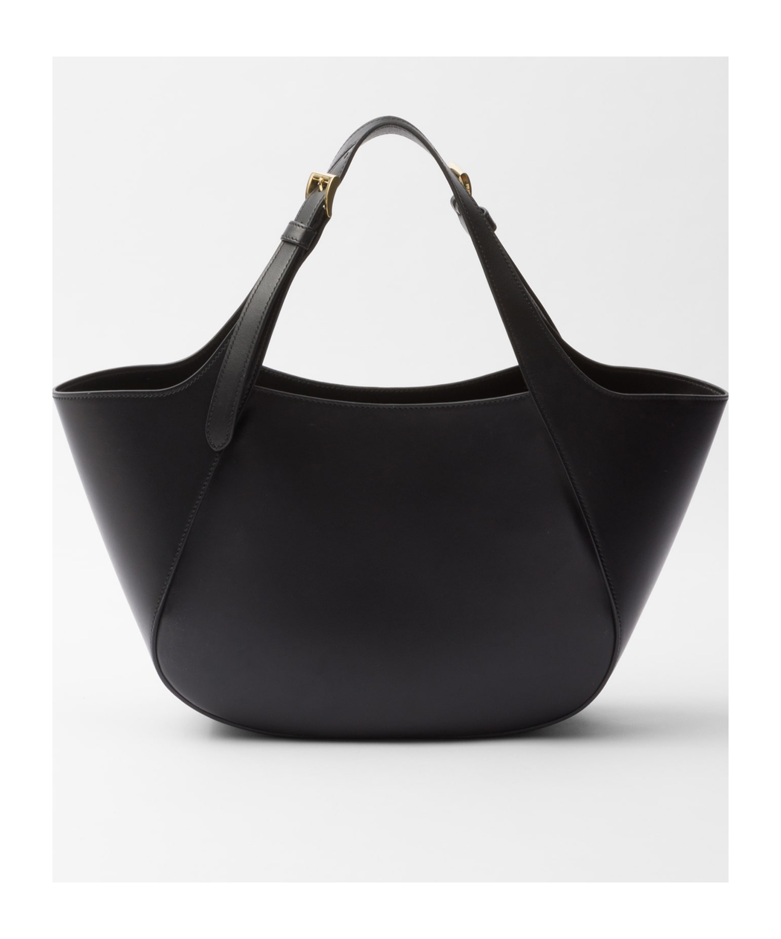 Prada Medium Leather Tote Bag In Black