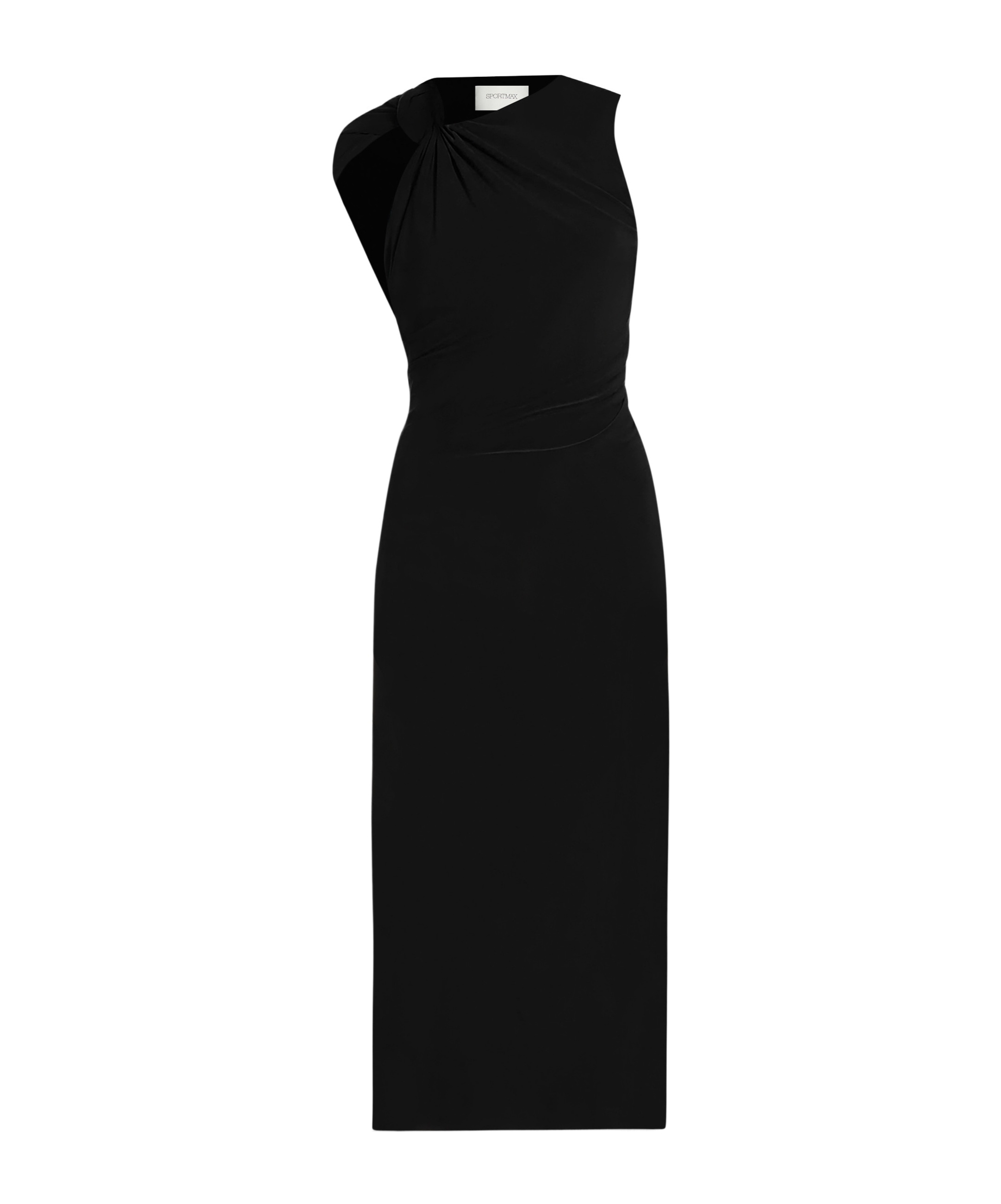 Sportmax Midi Black Dress With Knot Detail In Stretch Fabric Woman In Black