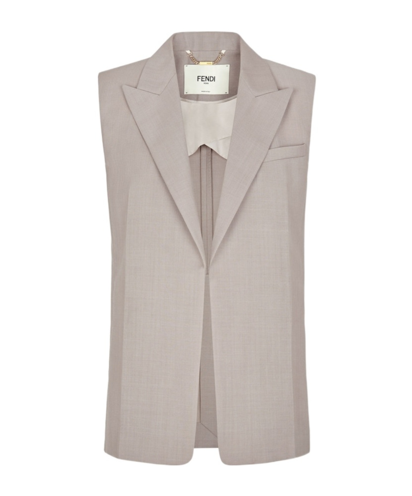 Shop Fendi Embroidered-logo Mohair-wool Waistcoat In Nude