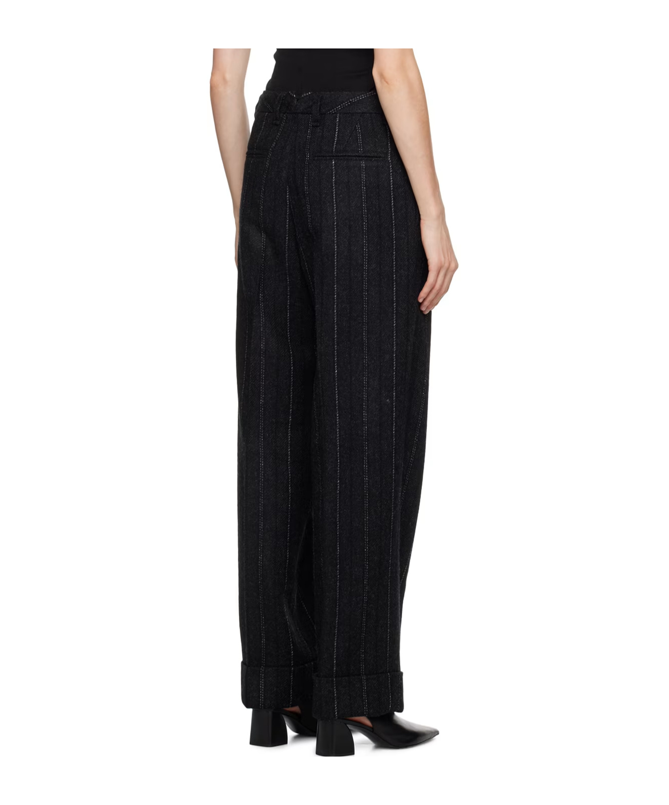 Rag & Bone Twill Wide-legged Casual Pants In Black