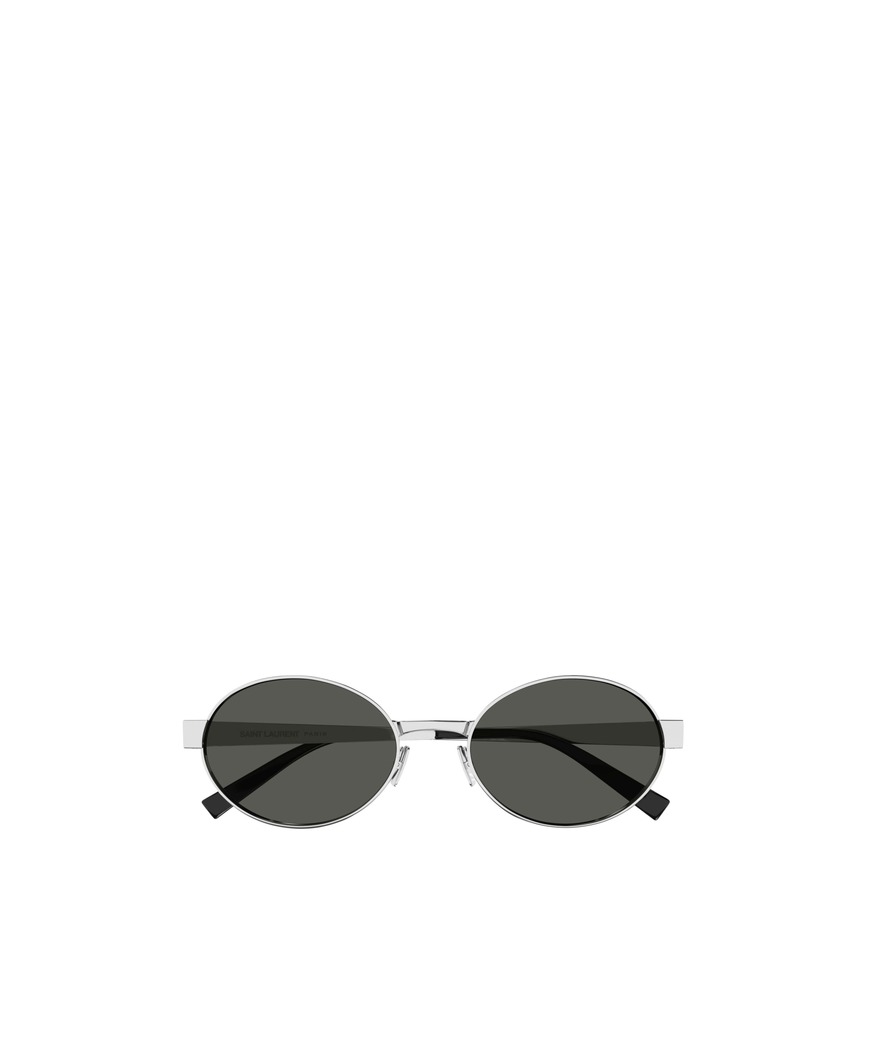 Saint Laurent Logo-engraved Oval-frame Sunglasses In Black