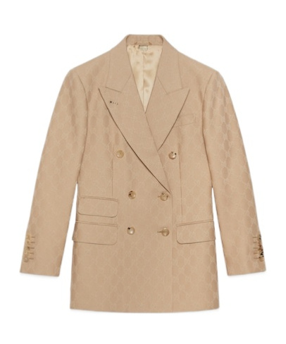 Gucci Gg Wool Jacquard Jacket In Brown
