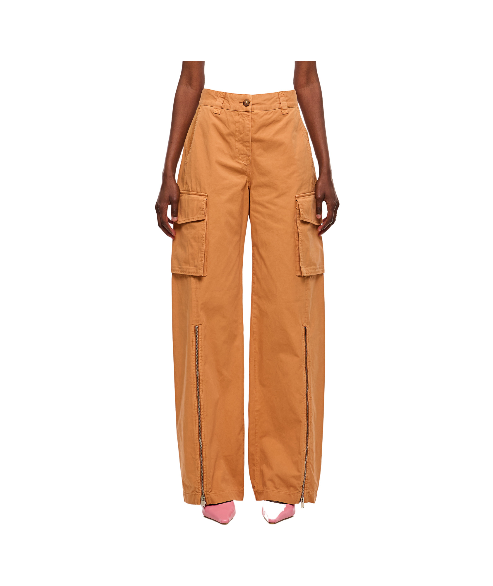 Stella Mccartney Beige Front Zip Cargo Pant In Brown