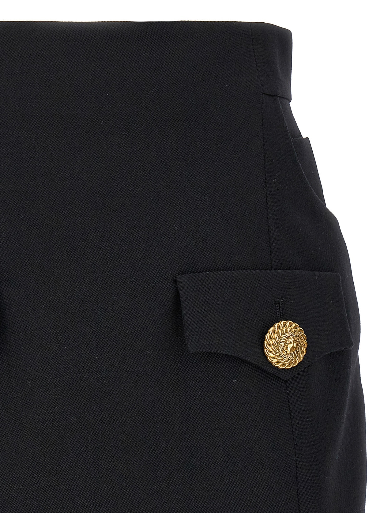 Balmain Crepe Virgin Wool Mini Skirt In Black
