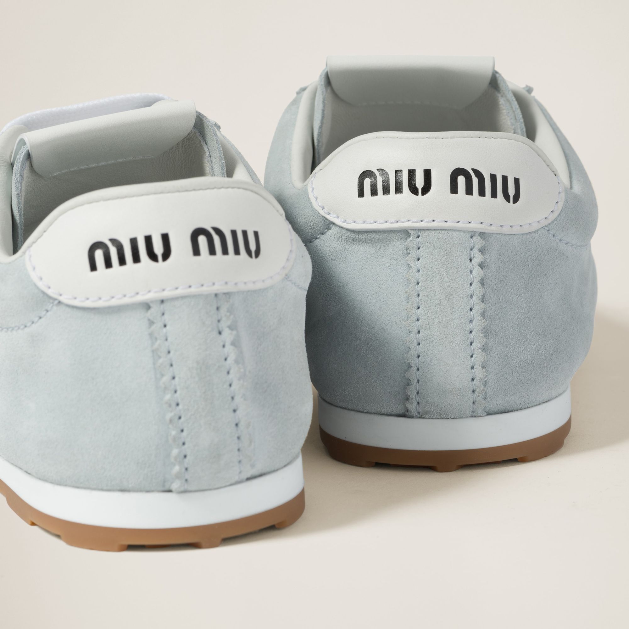 Miu Miu Suede Low-cut Casual Shoes In Gray