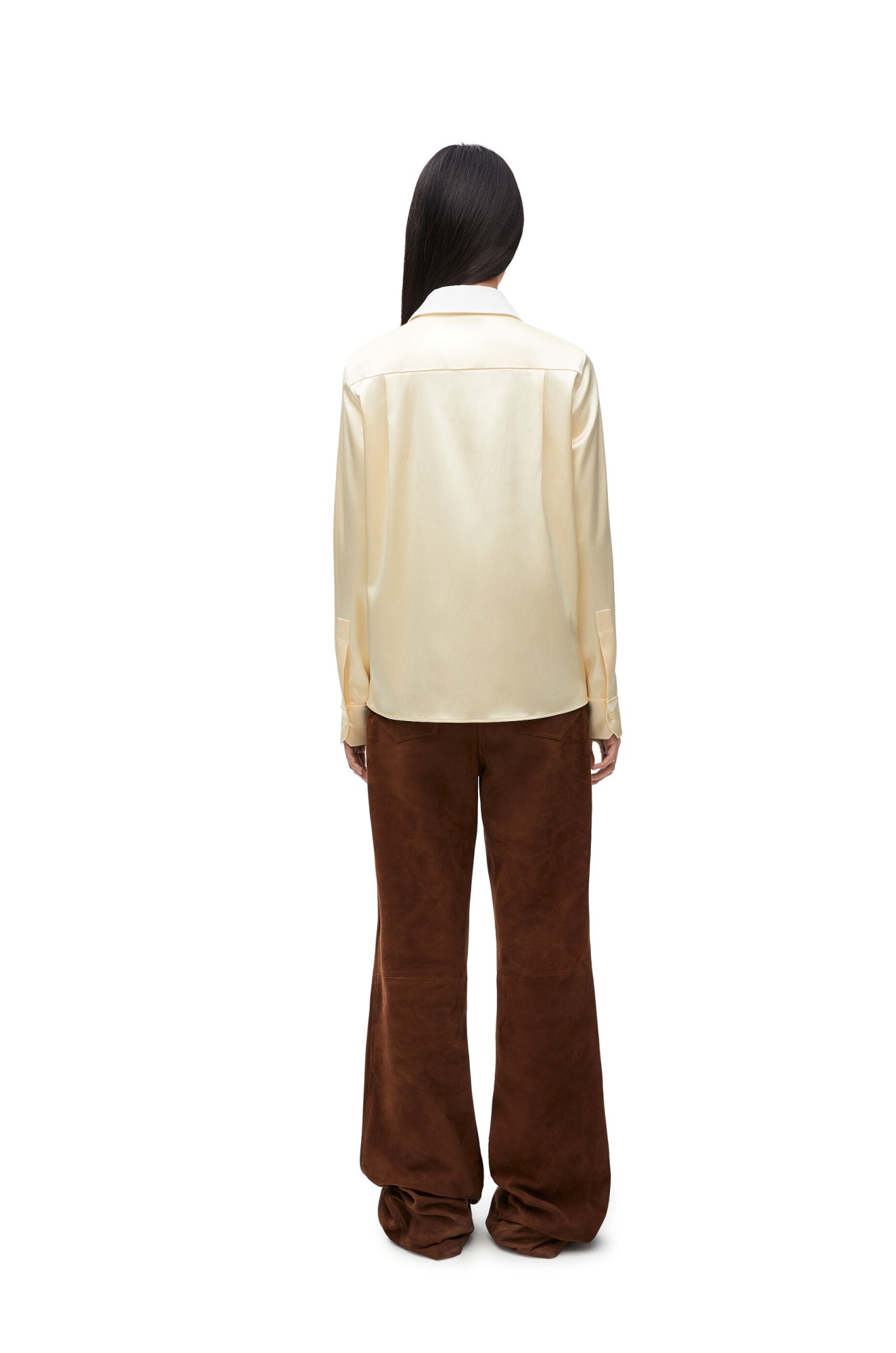 Loewe Long-sleeved Satin Shirt In Nude