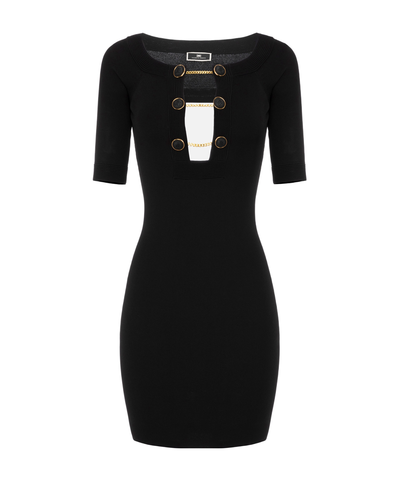 ELISABETTA FRANCHI DECORATIVE-BUTTONS MINIDRESS