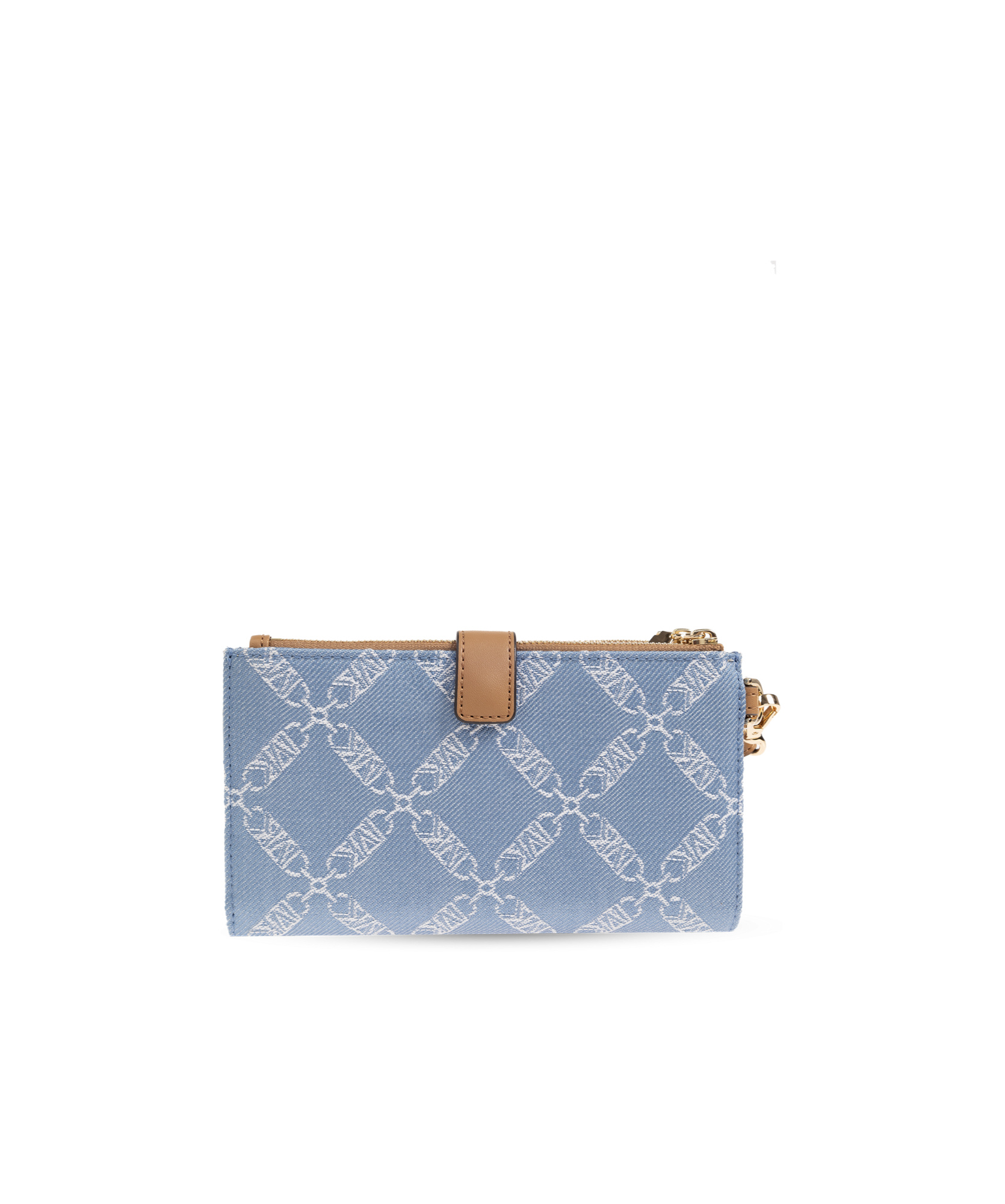 Michael Michael Kors Monogram-jacquard Denim Wallet In Blue