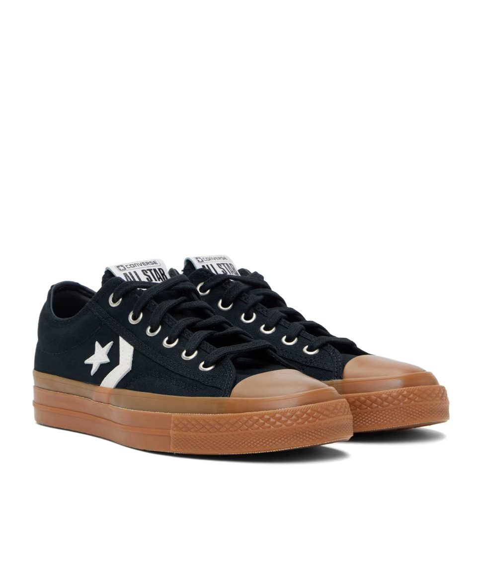 Converse Star Pattern Low Upper Board Shoes In Black