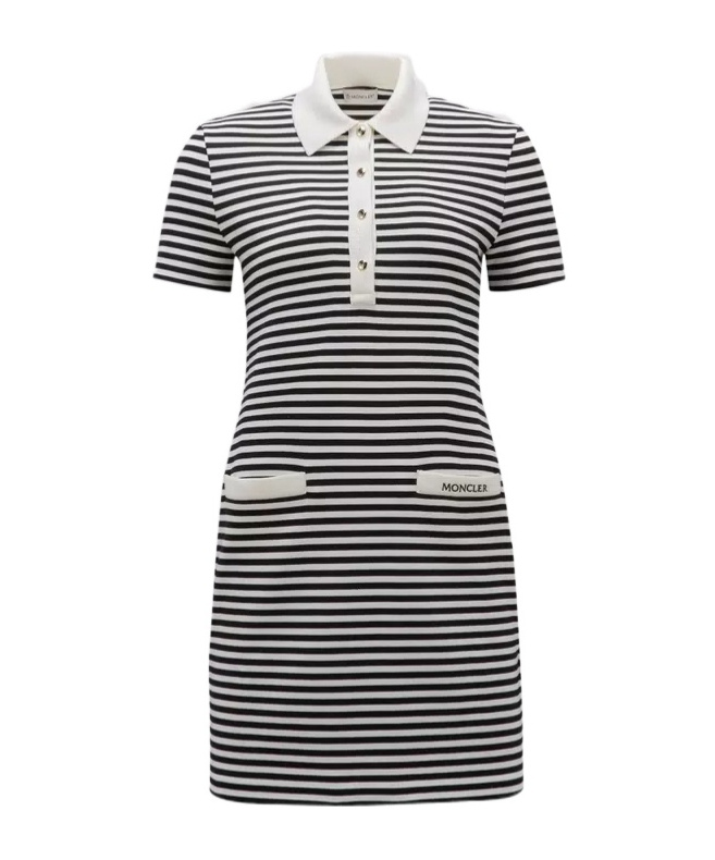 Moncler Polo Shirt Mini Dress In Black