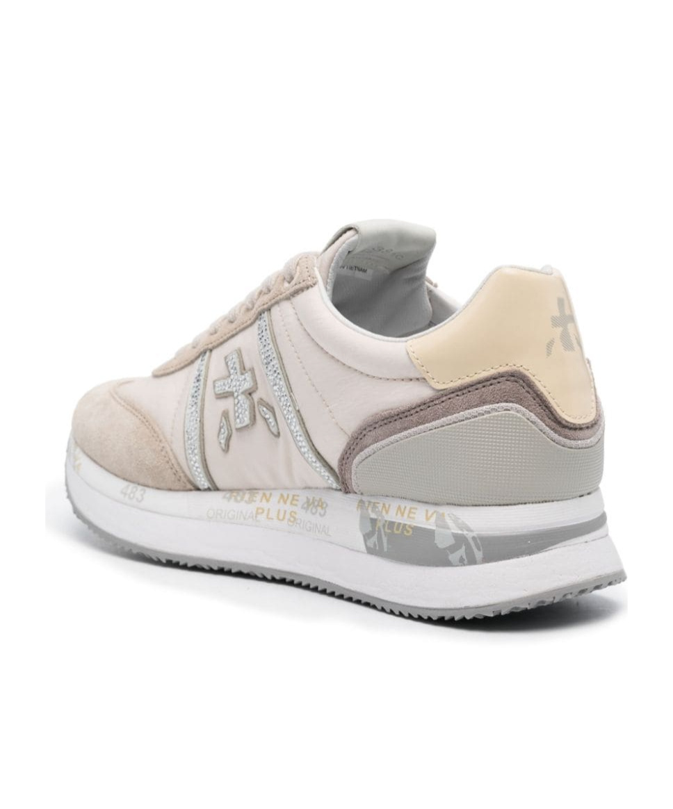 Premiata Conny Mix Materials Sneakers In White