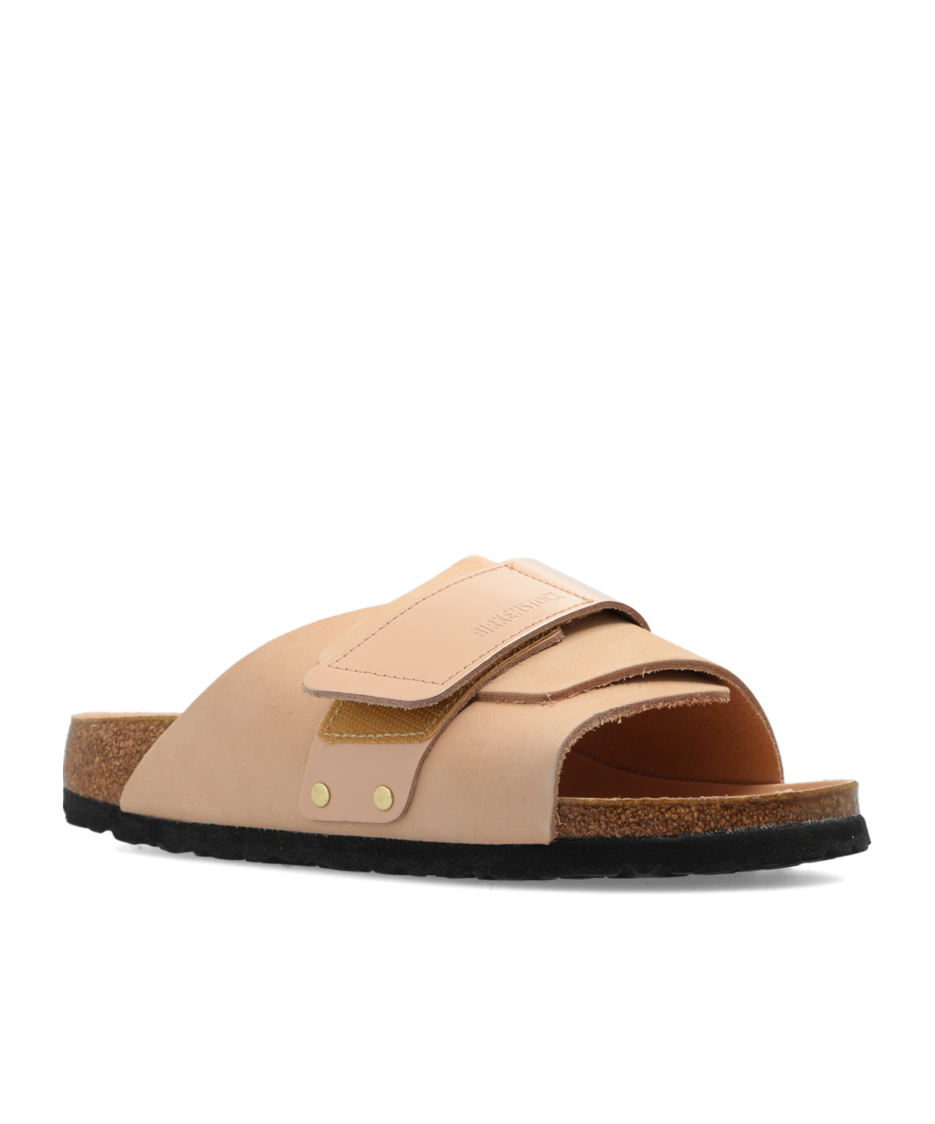Birkenstock Kyoto Nubuck Leather Slides In Nude