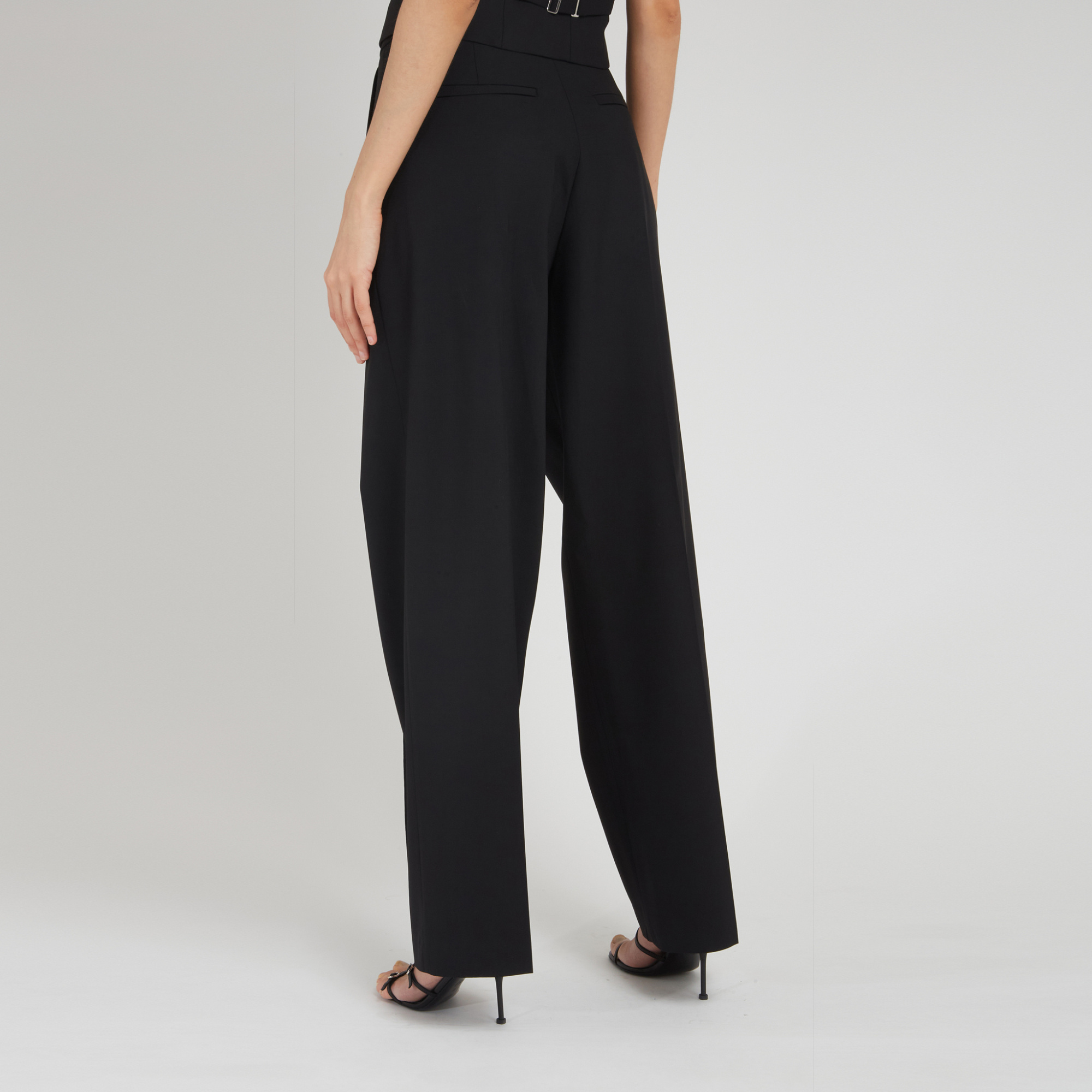Giuseppe Di Morabito Wool Tailoring High Waist Straight Pants In Black