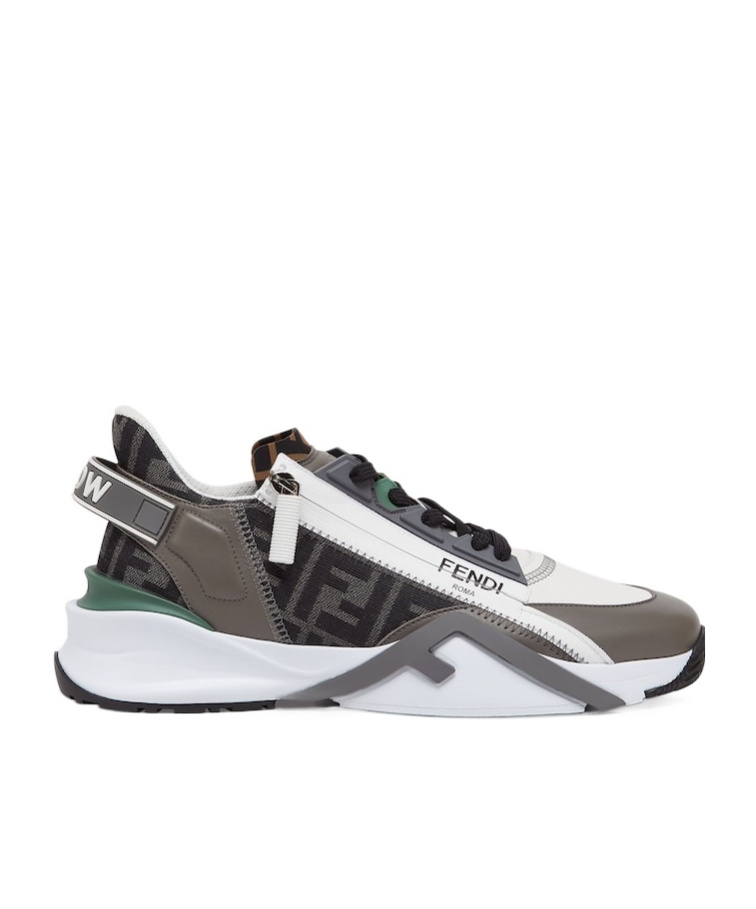 Fendi Black Ff Jacquard And Leather Running Sneakers In Black