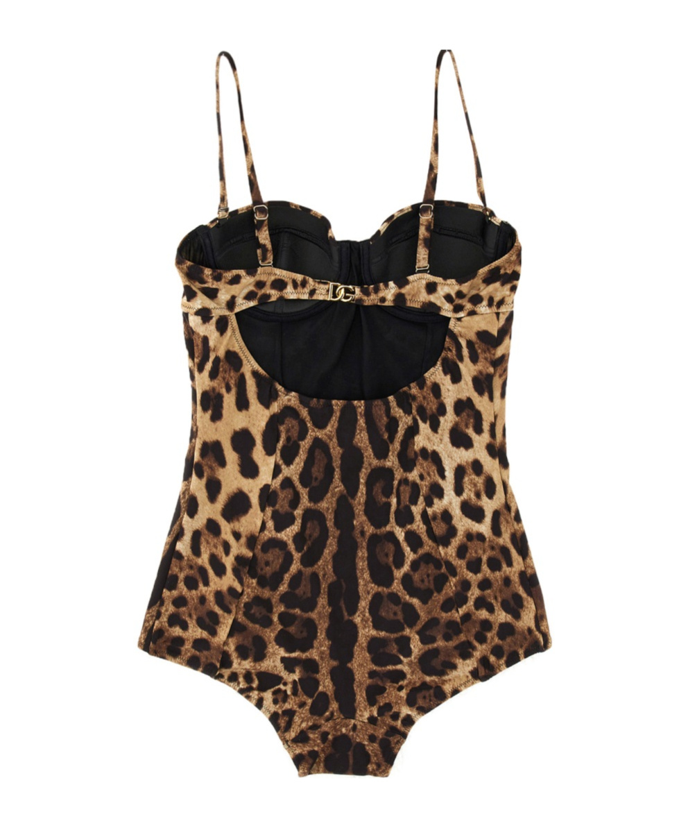 Dolce & Gabbana Embellished Leopard-print Underwired Swimsuit In Animal Print