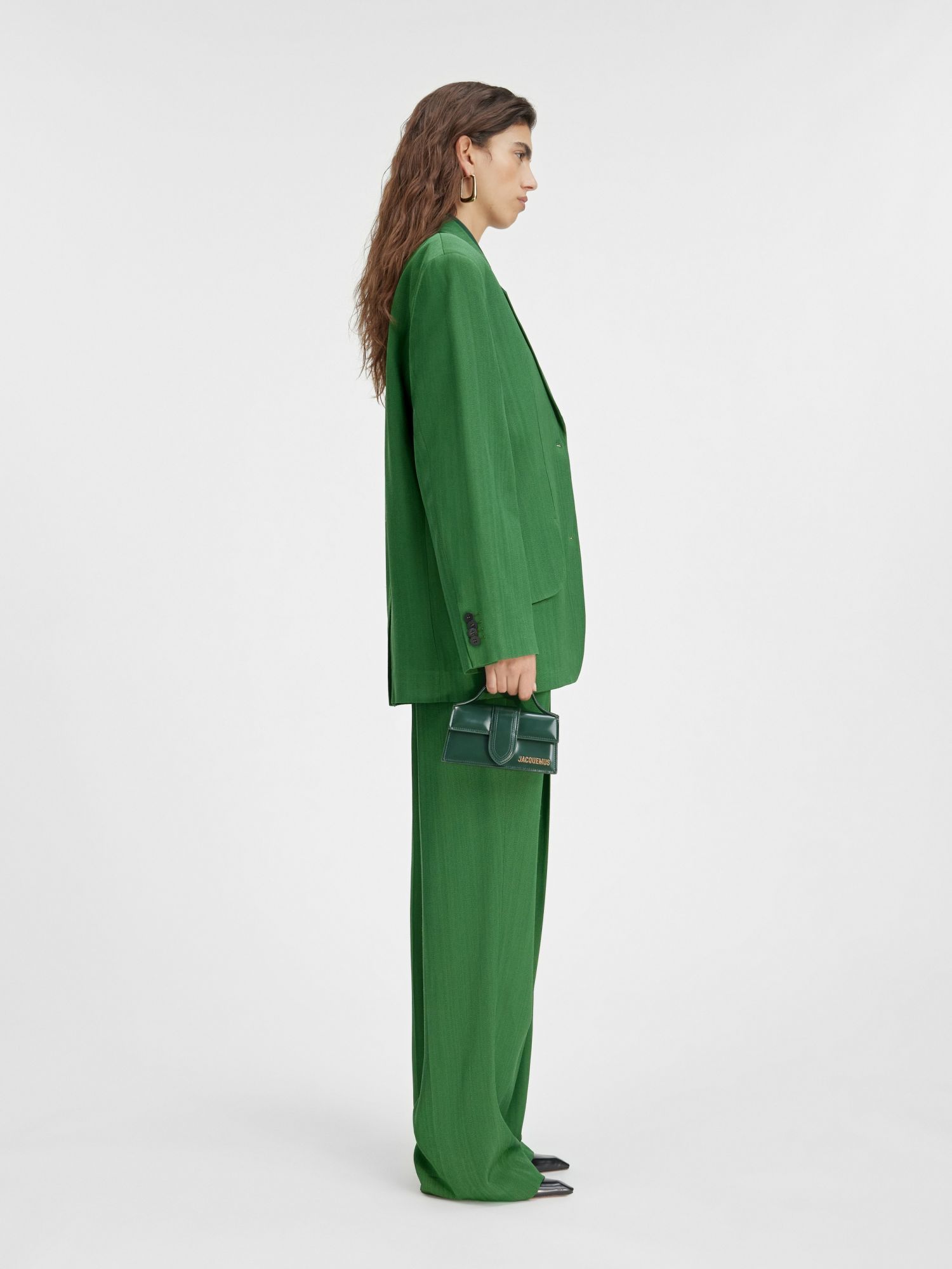 Jacquemus Titolo Striped Jacquard Single-breasted Oversized Blazer Jacket In Green
