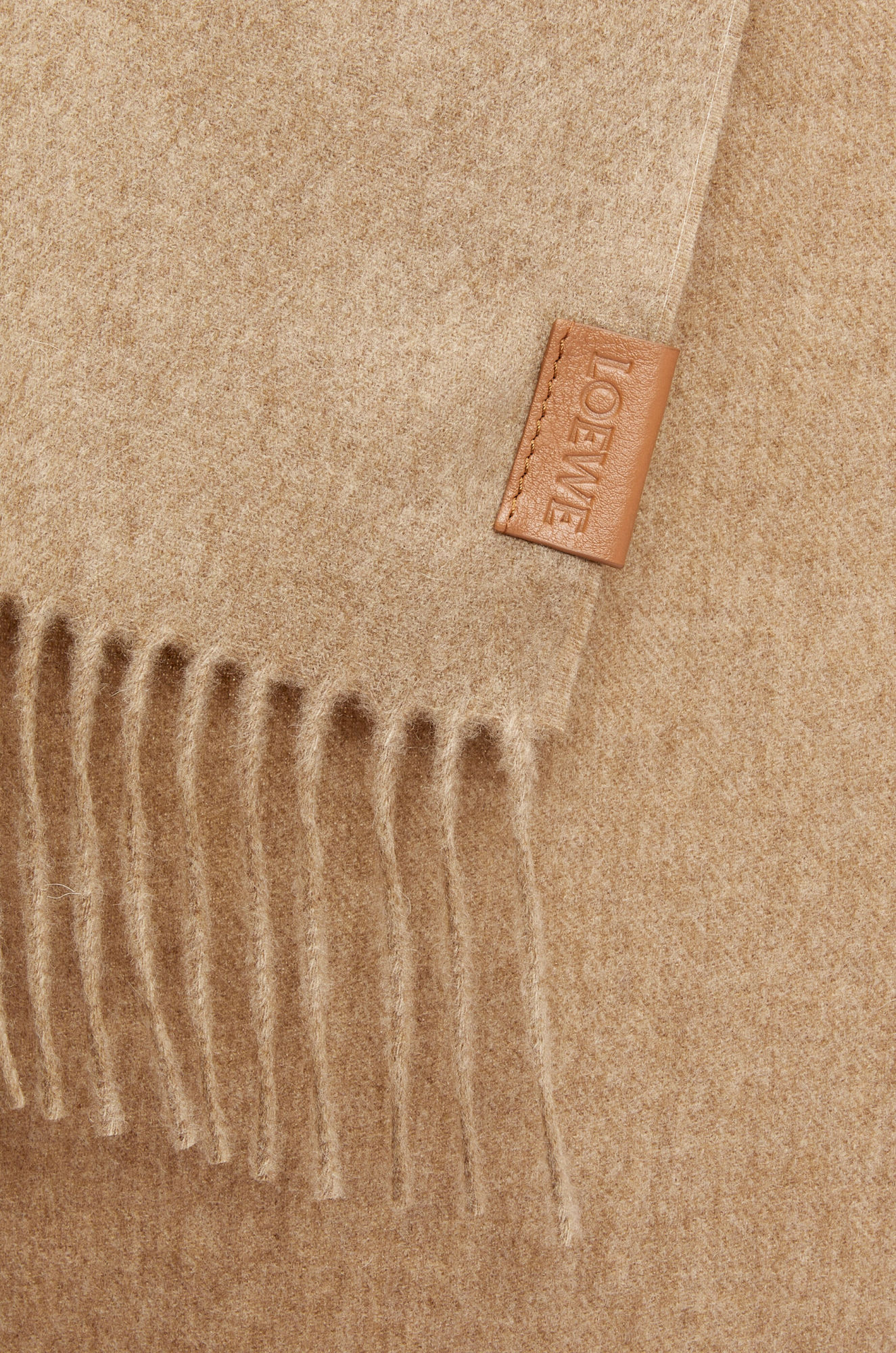 Loewe Cashmere Fringed Scarf In Yellow
