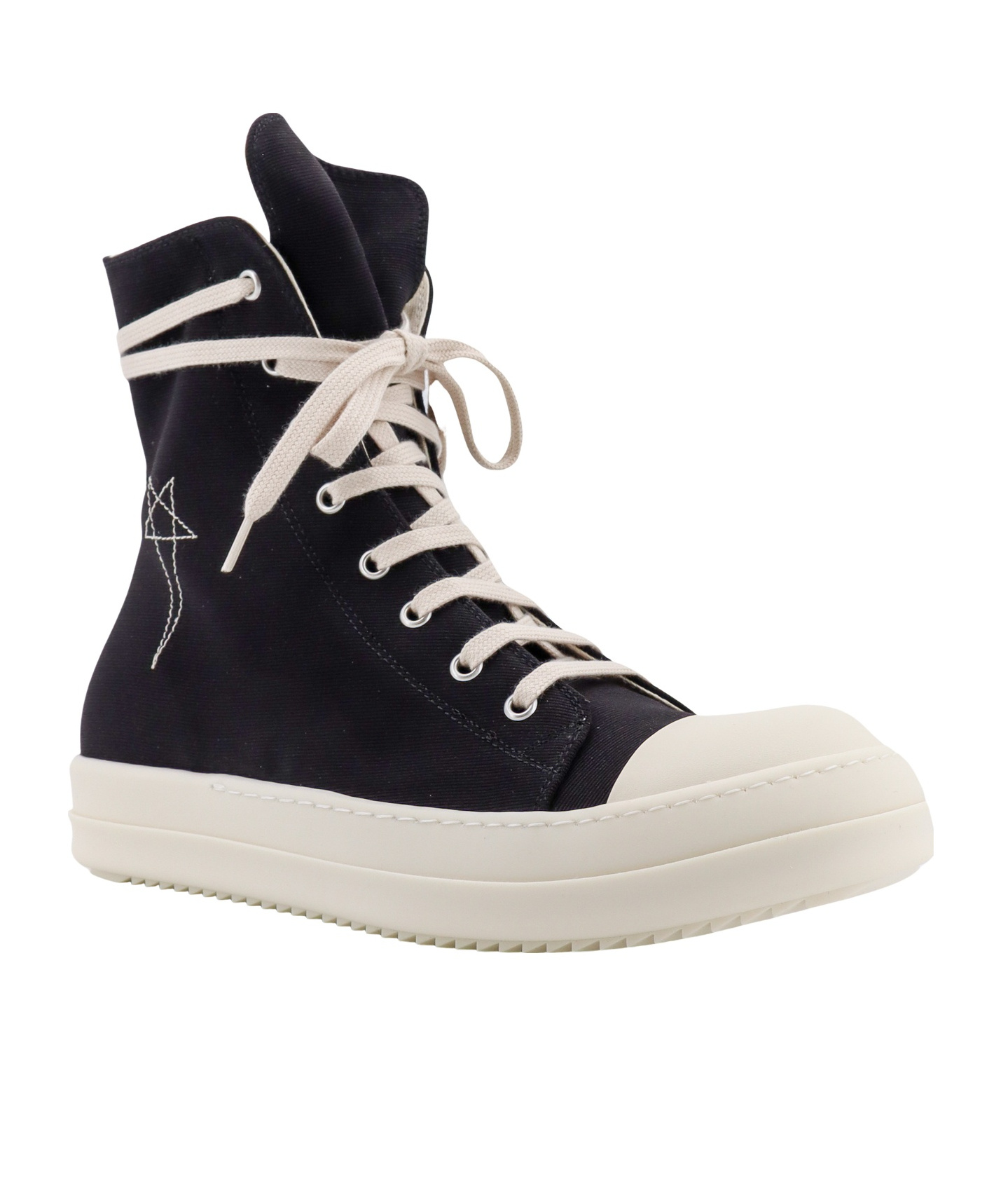 RICK OWENS DRKSHDW PENTAGRAM-EMBROIDERED HIGH-TOP SNEAKERS