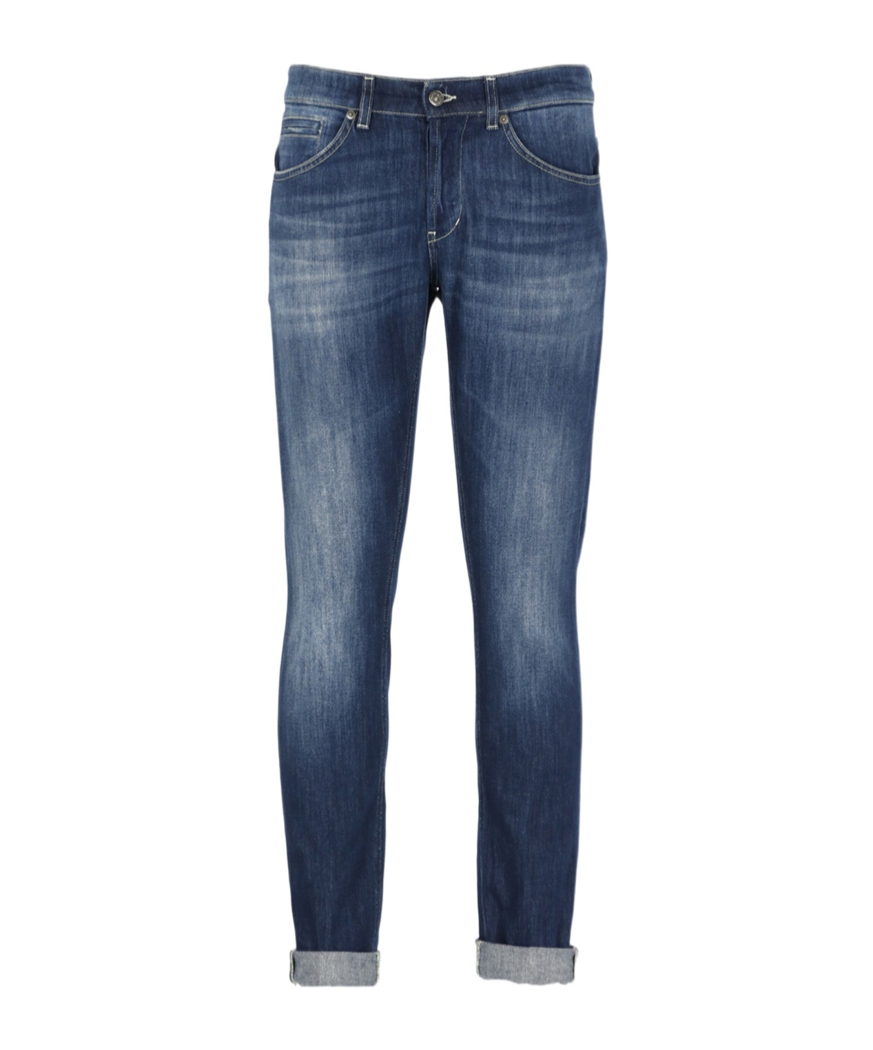 Dondup Denim Trousers With Belt Loops And Contrast Stitching In Blue