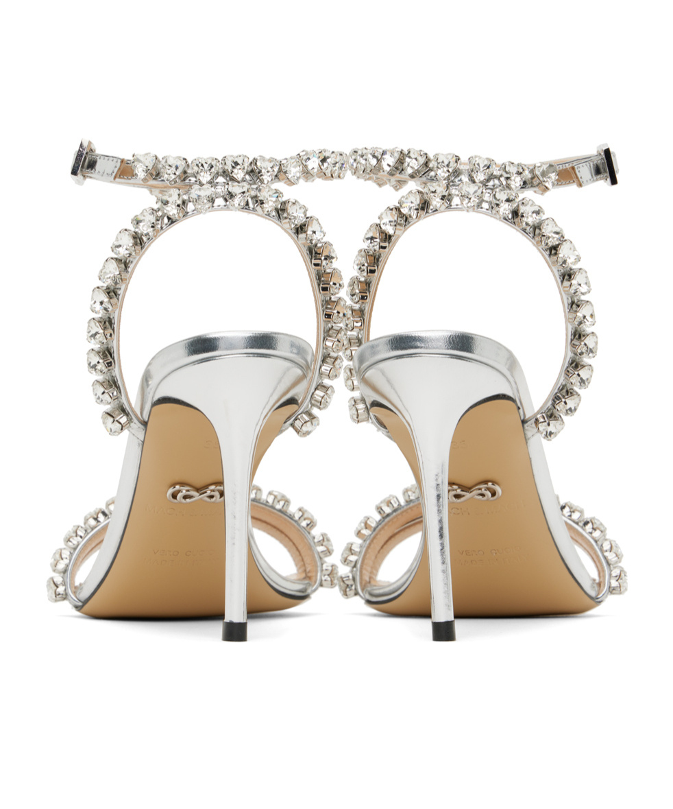 Mach&mach Crystal High-heeled Sandals In White