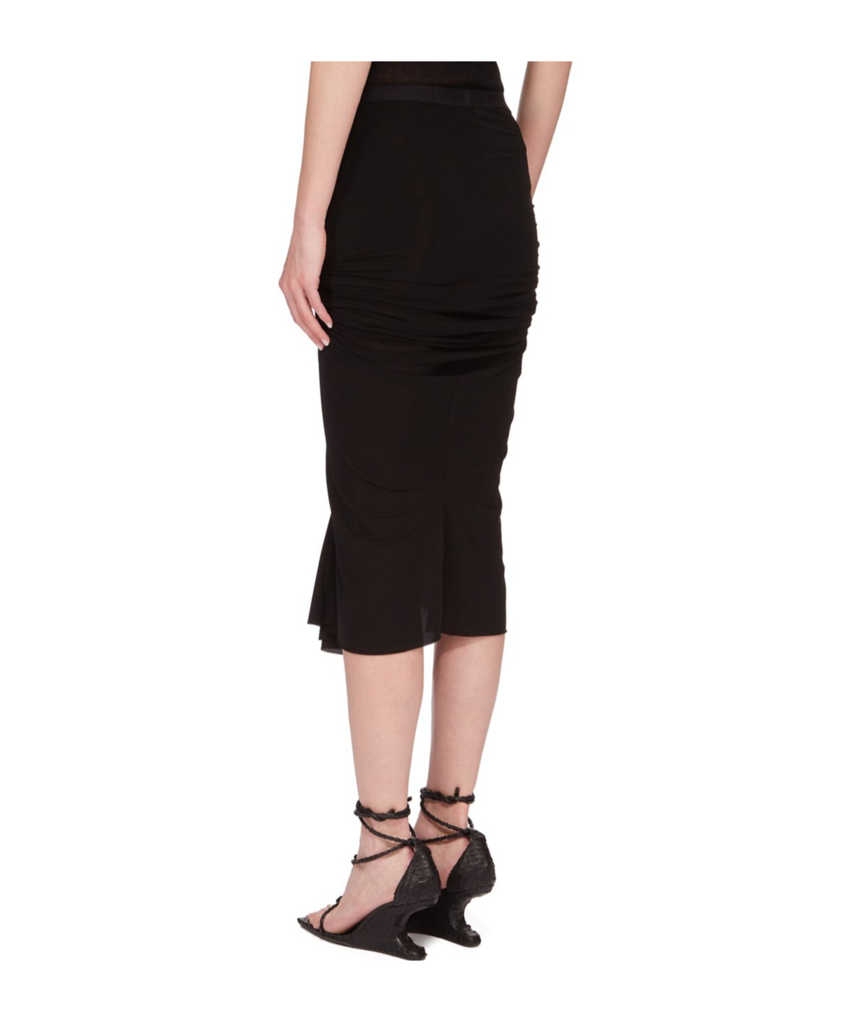 Rick Owens Twist-detailing Midi Skirt In Black