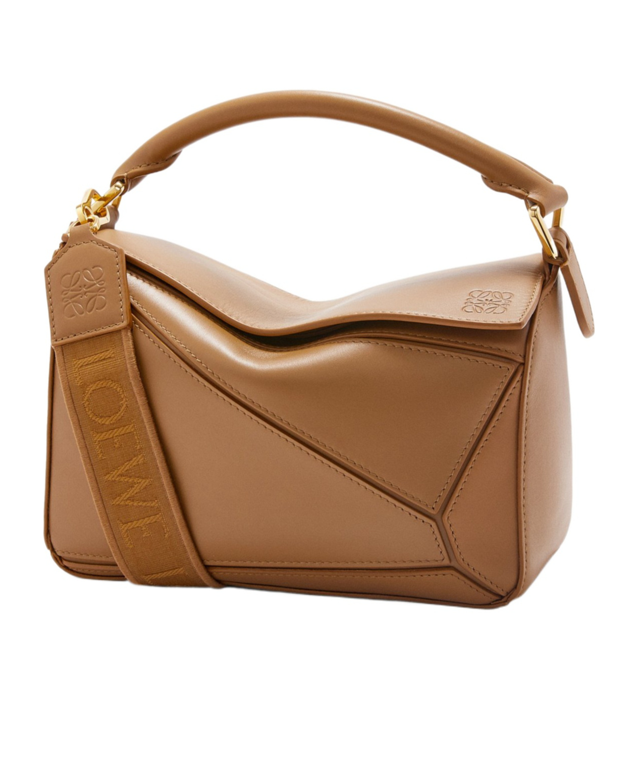 Loewe Small Puzzle Bag In Satin Calfskin In Brown