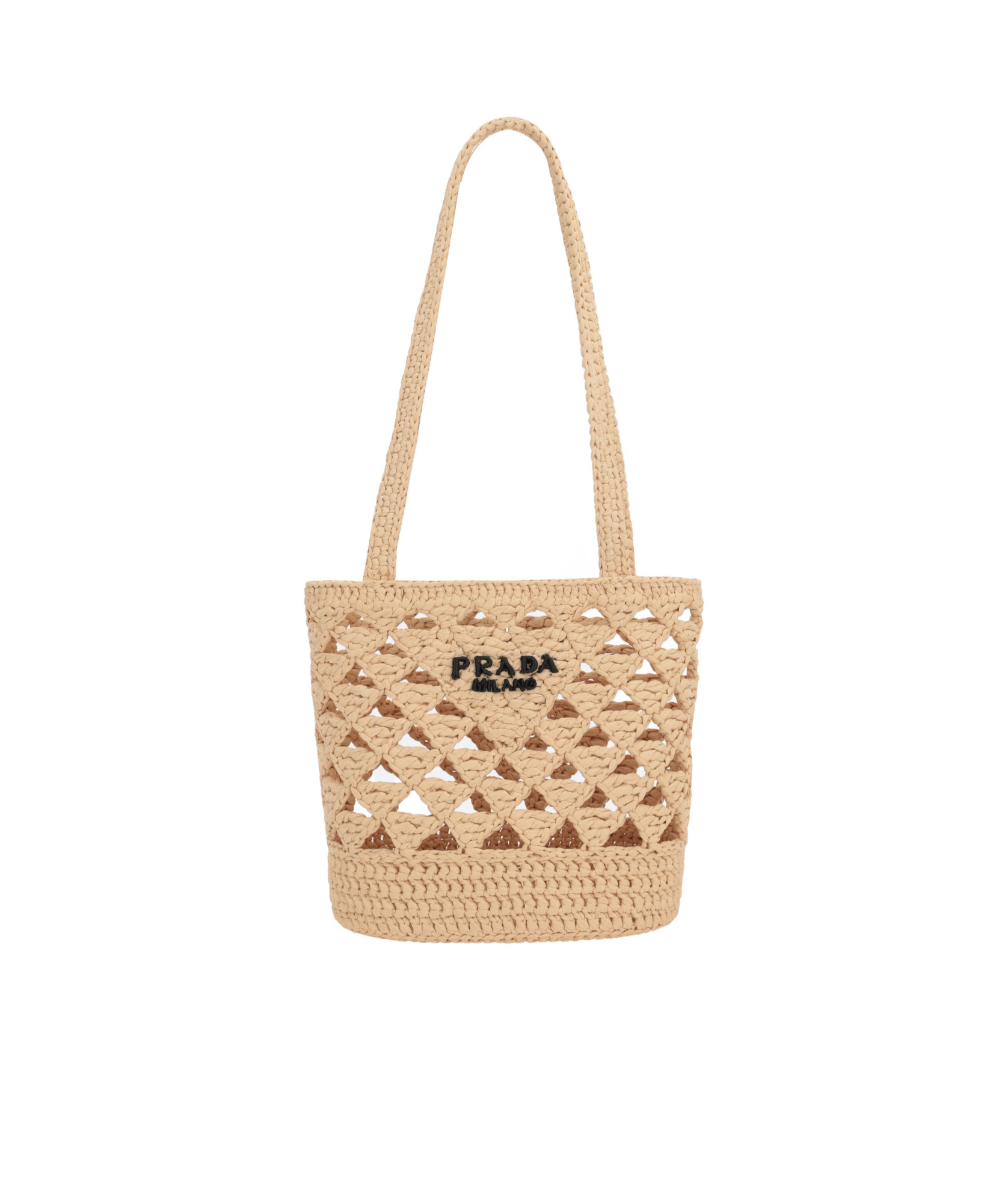 Prada Structured Open Weave Tote Bag In Nude
