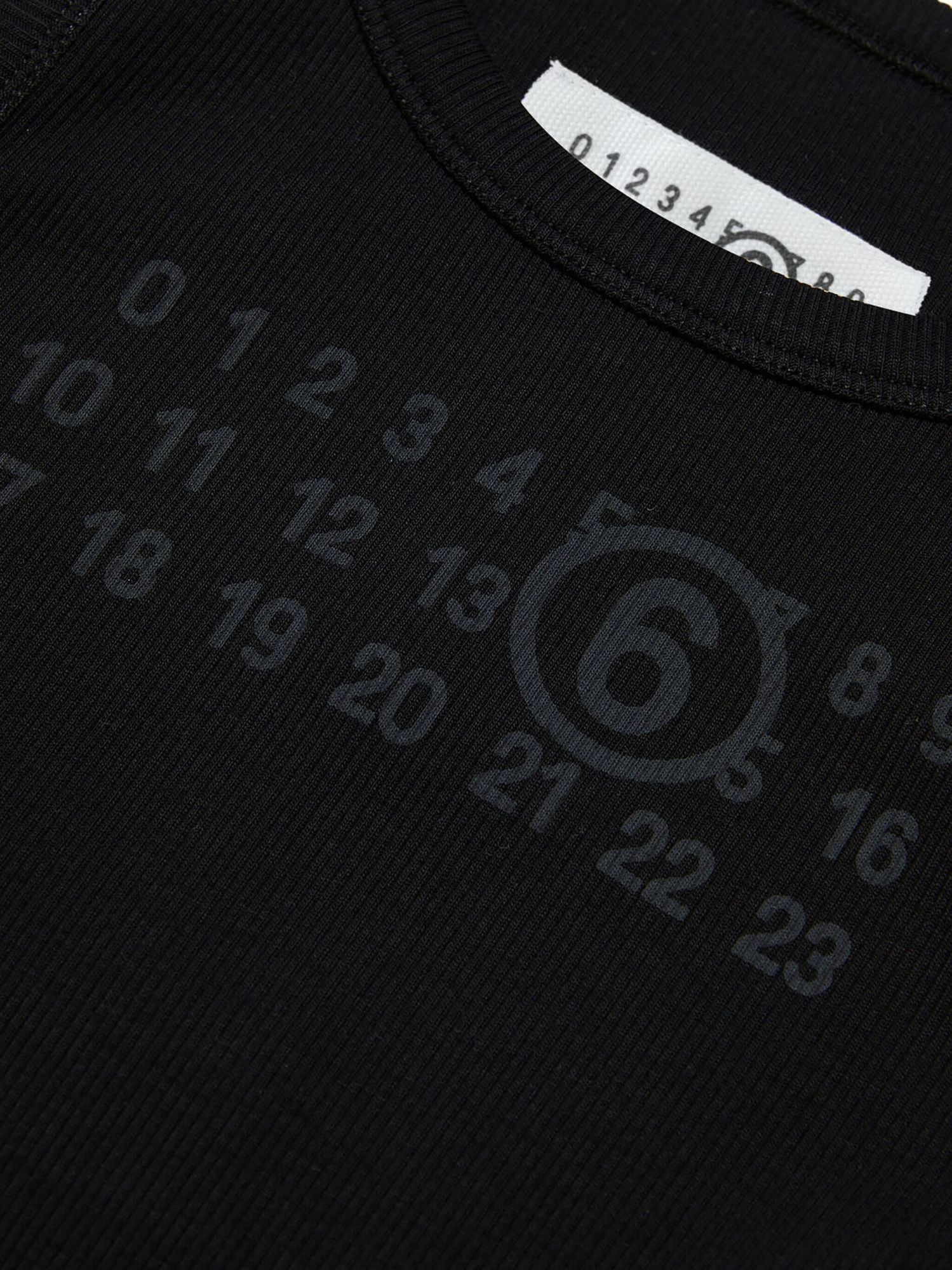 Mm6 Maison Margiela Sleeveless Ribbed Cotton Logo Dress In Black
